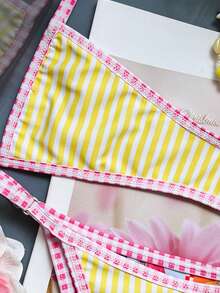 Swim Mod Swim Basics 女款熱帶印花兩件式比基尼套裝，休閒度假穿搭，女款情人節套裝，度假比基尼套裝，微型比基尼套裝 - 彩色 - 查看 7