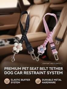 PETSIN 1 bộ dây kéo thú cưng bằng nylon, chống mài mòn, có thể thu gọn, dải phản quang nhìn rõ ban đêm, khóa cài, điều chỉnh được, tay cầm in hoa, dây an toàn ô tô nhiều màu cho đi dạo, lái xe, du lịch, phụ kiện thú cưng ngoài trời - Nhiều màu - Xem 1