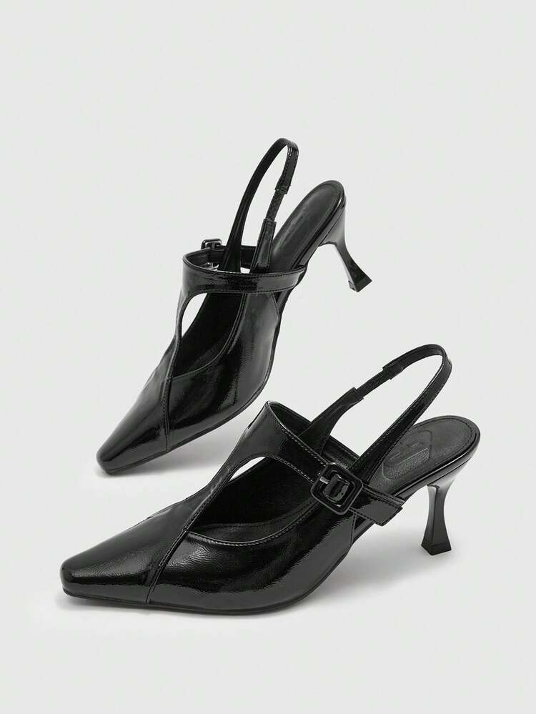 CUCCOO BIZCHIC Women Shoes Outdoor Women's Pointed Stiletto Fabric Fashion Comfortable Daily Party Banquet With Slip-On Heel Shoes - Black - View 6