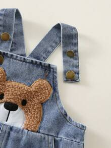SHEIN Baby Jungen Baby Mädchen Sommer Lässig Süß Denim Latzhose Bären Latzhose Süße Latzhose - Verschiedenfarbig - Übersicht 8