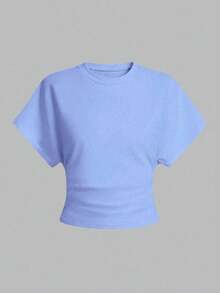 Airaco 2pcs Casual Solid Color Batwing Sleeve T-Shirts, Versatile For Summer - Multicolor - View 4
