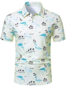 Manfinity Homme 男士夏季休閒全身印花短袖 Polo 衫 - 彩色 - 查看 5