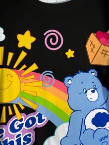 SHEIN X Care Bears 大尺碼夏季休閒卡通印花T恤 - 白色 - 查看 4