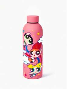 THE POWERPUFF GIRLS X SHEIN 500ml /16 Oz 真空保溫不鏽鋼杯，1個防漏蓋，適用於熱飲/冷飲，適用於大多數杯架 - 玫紅色 - 查看 3