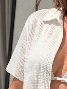 SHEIN 2026 Neues Damen Weißes Cut-Out Lässig Urlaub Strand 2-teiliges Set Cover-Up - Weiss - Übersicht 4