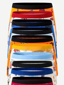 SHEIN Ropa interior para niño escolar, bóxers tipo brief de algodón cómodo y lindo, multicolor, con estampado aleatorio de coche, excavadora y coche de carreras, 5 piezas - Multicolor - Ver 8