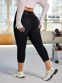 Flexra Plus Size Women Solid Color Casual Versatile Daily Wear Denim Jeans Formal Black Autumn - Black - View 4