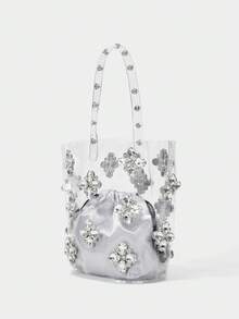 SHECARRY Transparent Flower Vegetable Basket Bucket Bag, Jelly Bag - Clear - View 3