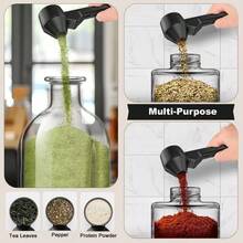 2 Pcs Scoop With Funnel,Funnel Scoop,Protein Scoo P Funnel,Scoo P Funnel For Powder Sliding Bottom Measuring Spoon For Ground Coffee, Protein Powder, Tea, Water Bottles - Black - View 7