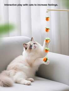 Fruit Laden Tomato Cat Toy, Felt Bell, Persimmon Cat Toy, Pet Toy - Multicolor - View 4