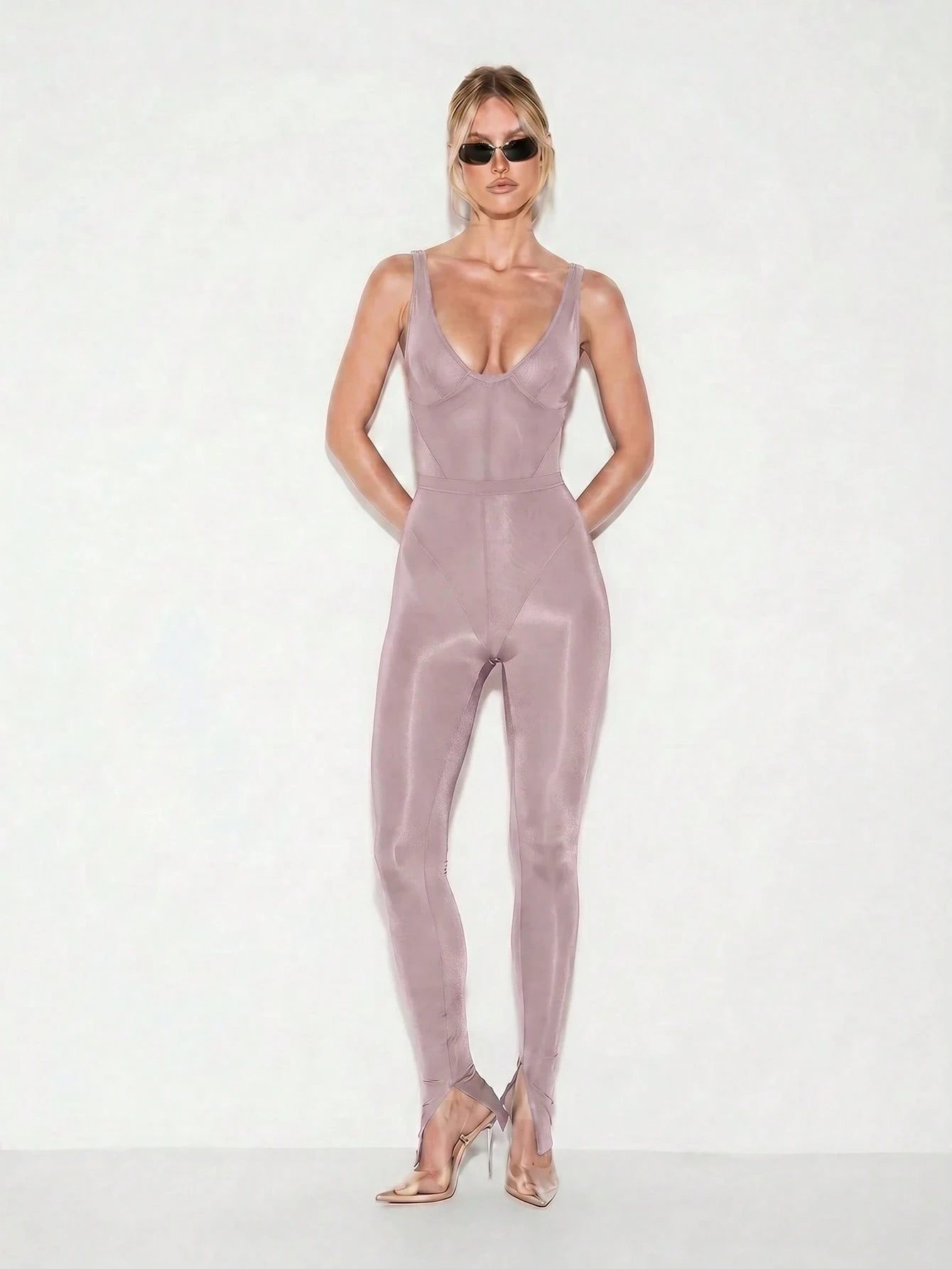 Sheer Mesh Panel Bodysuit With Underwire Bust Detail
