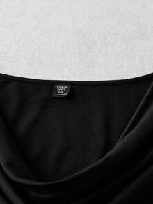 Franclia Women's Plus Size Sleeveless Tank Top With Cowl Neck Slim Fit Knit Top And Casual Elegant Shorts 2pcs Set Commuter Office Outfit Black White Summer - Multicolor - View 6