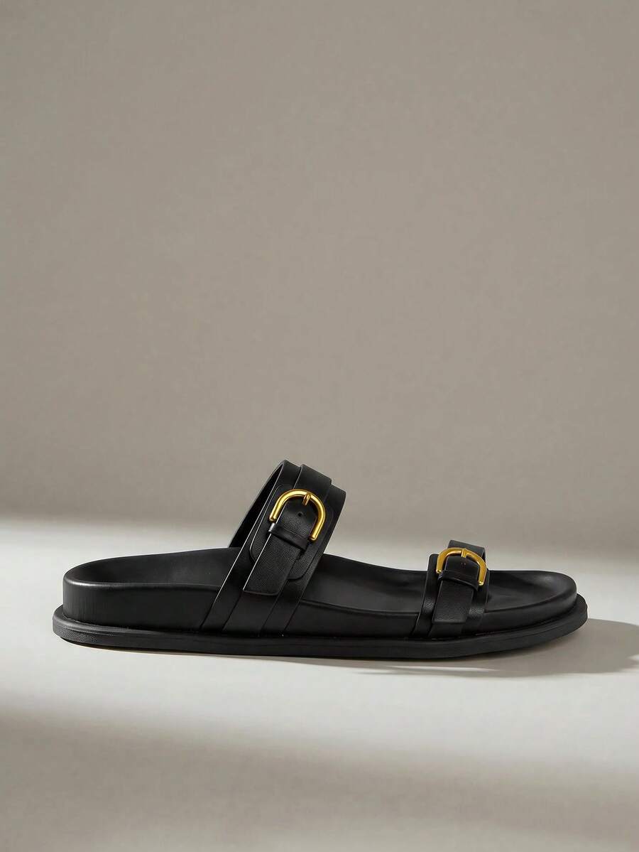 Solecia Sandal Datar Wanita Terbaru, Sandal Selop, Nyaman dan Kasual. - Malam Tenang Hitam - View 1