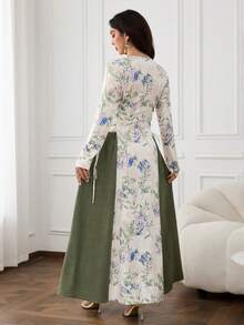 Yasmyna Women's Colorblock Patchwork Floral Print Arabian Dress - Multicolor - View 4