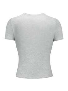 NostaNoir Kaos Wanita Ukuran Besar Motif Bunga Abu-abu Pas Badan dengan Leher Bulat - MultiWarna - View 2
