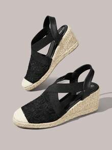 Styleloop Women's Wedge & Platform Shoes, Bohemian, Beach Vacation, Western Wind, Summer Wear, Travel Essentials - Graphite Black - View 6