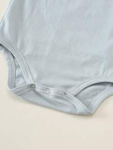SHEIN 男女通用新生兒嬰兒男孩/女孩 4件組 100%純棉 春夏休閒可愛純色無袖連身衣套裝，嬰兒男孩套裝，嬰兒男孩夏季衣物，柔軟，嬰兒連身衣 - 藍色 - 查看 6
