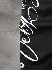 Manfinity Hypemode Pantalones de chándal para hombre con estampado de letras y patchwork a cuadros - Negro - Ver 3
