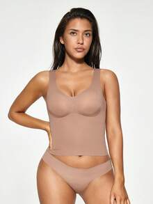 EasyFave Women Solid Color Basic Tank Top For All Seasons, Workout - Coffee Brown - View 3