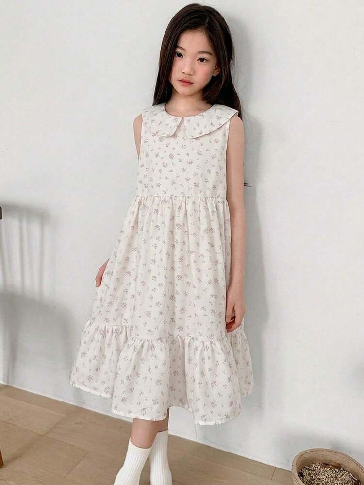 Tween Girl Fall Clothes Girls Big Tween Girl Round Neck Sleeveless Dress