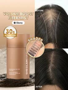 SHEGLAM HAIR Volume Boost 3D 髮纖維噴霧-烏木色，豐盈髮纖維，增髮纖維，30秒打造豐盈髮量，3分鐘定型 & 72小時持妝造型髮粉，適用於男女髮際線、分髮線、頭頂、白髮，瞬間遮蓋稀疏髮區，生日禮物，粉色妝容，海灘、學校、節慶髮護，Y2K旅行必備，郵輪度假，夏季通用電壓髮飾，女性配件，髮刷 - Ebony - 查看 1