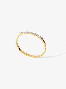 Opalesca 2026 New Stainless Steel Flashing Four-Leaf Flower Rhinestone Women's Bracelet Set, Fashion Durable Waterproof Fade-Resistant - Gold - View 7