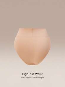 GLOWMODE Lot de 2 culottes triangle en mélange de coton doux, respirantes, anti-transpiration, taille haute, confortables, anti-roulement, pour le quotidien, les tenues décontractées et le sport - Nude - Voir 2