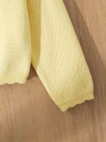 Blossori Young Girls Cardigans Autumn/Winter Red Fitted Round Neck Sweater Jacket - Yellow - View 5