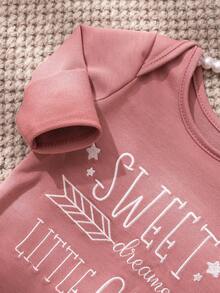 SHEIN 2件組新生女嬰攝影套裝 刺繡連身褲 蝴蝶結帽子 灰藍色 秋冬趣味圖案 親子款 婚禮公主風 0-3個月 - 藕粉色 - 查看 8
