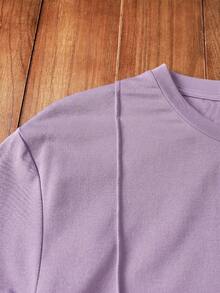 HIMLAND Men's Summer Casual Solid Color Short Sleeve T-Shirt - Mauve Purple - View 4