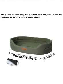 1pc Pet Bed – Removable & Washable, All-Season Semi-Enclosed Design For Small & Large Dogs - Army Green - View 4