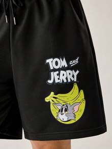 Strevion TOM & JERRY Men's Casual Versatile Tom And Jerry Element Printed Shorts - Black - View 5