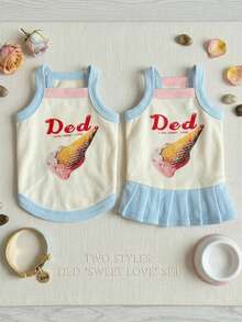PETSIN 1PC New Cartoon Pet Vest, Spring Summer Clothes For Small Dogs Cats Teddy Pomeranian Poodle - Baby Blue - View 4