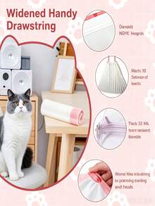 Large Pet Waste Bags Drawstring Self Sealing Thickened Litter Box Cleaning Cat Litter Bags Scoop Free Odor Control Dog Poop Bags For Home Travel Outdoor Pet Supply - White - View 6