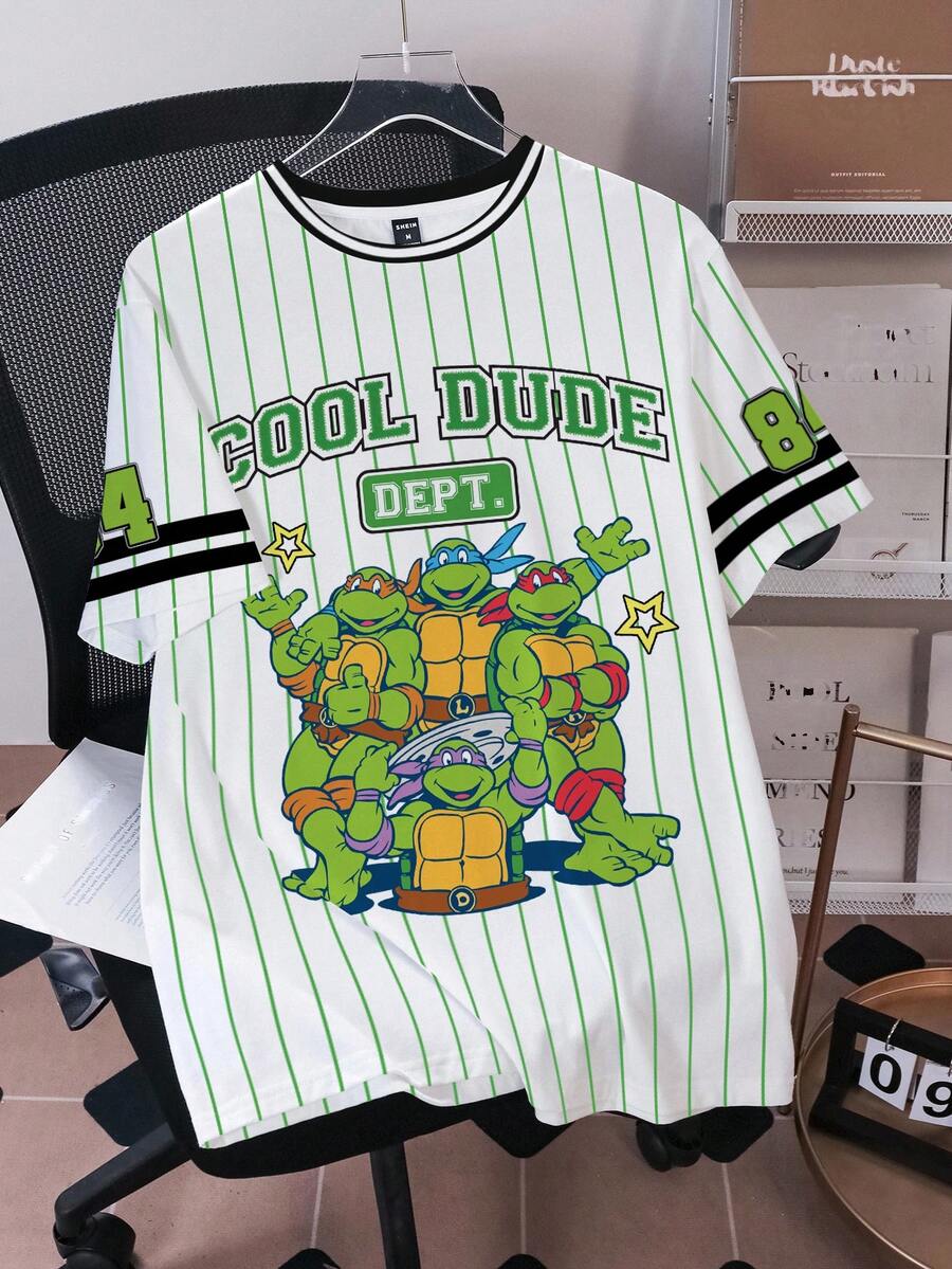 TEENAGE MUTANT NINJA TURTLES | SHEIN 男士圓領短袖休閒百搭T恤 青少年 MUTANT TURTLES - 白色 - 查看 1