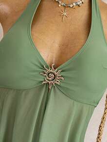 Women Midi Dresses - Green - View 4