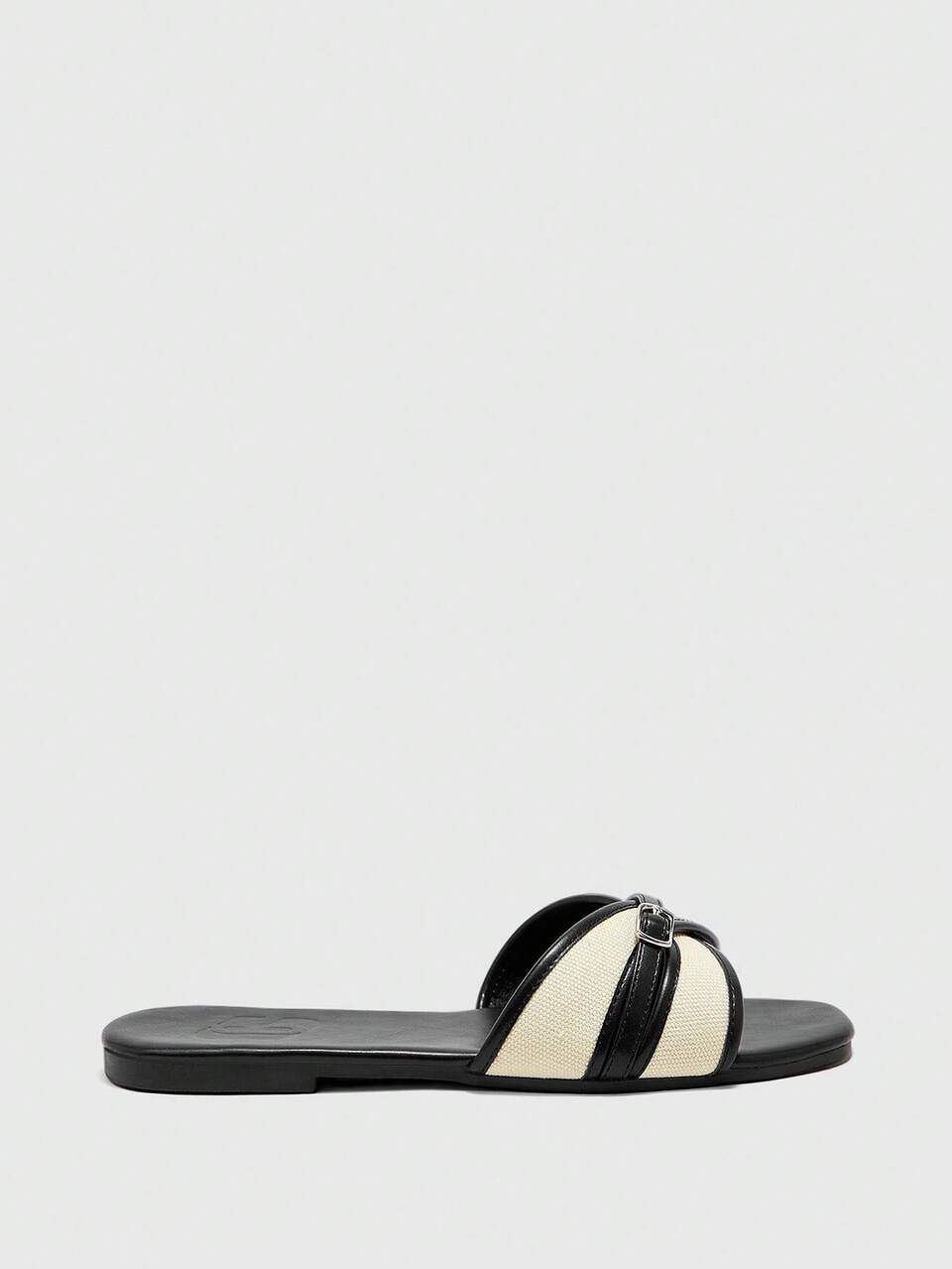 CUCCOO BIZCHIC Women Shoes Black And White Contrasting Buckle Fashionable Comfortable Holiday Flat Sandals