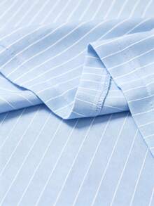 STYNVO Men's Striped Letter Embroidery Shirt And Shorts Set - Baby Blue - View 6