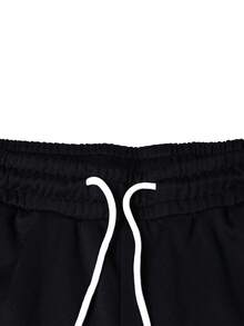 Manfinity Homme Men's Drawstring Waist Pockets Cuffed Casual Sweatpants - Black - View 6