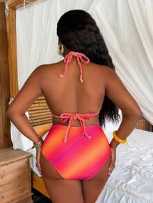 Slaydiva 2026 New Women's Spring/Summer Halter Neck Triangle Bikini Swimwear Set, Plus Size, Beachwear - Multicolor - View 2
