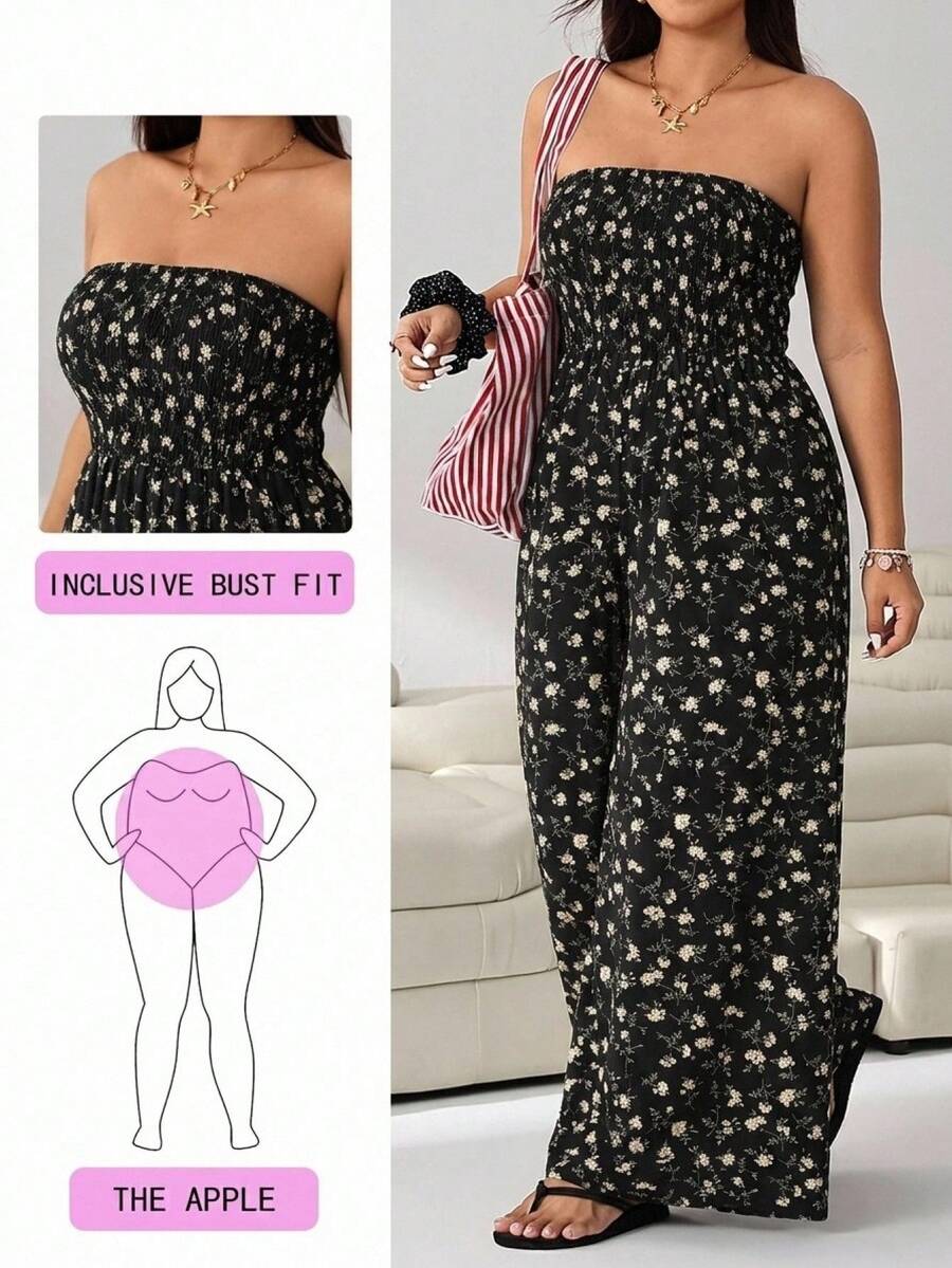Solflare Plus Size Summer Ditsy Floral Jumpsuit - Multicolor - View 1