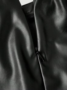 SHEIN MOD Jupe mode femme couleur unie avec ourlet en dentelle contrastée - Noir - Voir 3