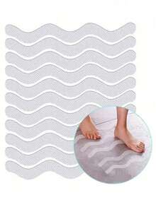24pcs Anti Slip Shower Stickers Bathroom Anti-Slip Strip Peva Transparent Bathtub Anti-Slip Sticker Tape For Bathroom Tub Floor And Shower - White - View 1