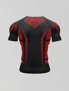GymBeat Men's Contrast Color Mesh Patchwork Slim Fit Short Sleeve Sports T-Shirt, Gym - Multicolor - View 2