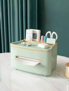1pc Luxury And Sophisticated Style Paper Towel Box For A Deluxe Living Room, Home Living Room Table, Coffee Table, Bedroom, Cream Style Remote Control Small Item Multi-Purpose Storage Paper Towel Box Can Be Used As A Stand - Multicolor - View 2