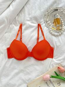 Bare Chapter 1pc Women's Solid Color Comfortable Underwire Bra - Red - View 6