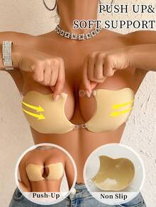 SHEIN 1 pieza Pezoneras transparentes con cierre frontal color piel - Albaricoque - Ver 3