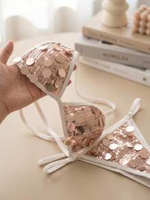 Swim Vcay Sexy Sequin Two-Piece Bikini Swimsuit For Vacation Beach - Gold - View 3