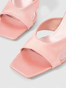 Sleekvia Women's Thin High-Heeled Sandals, Square Toe, Cut-Out One-Piece, Elegant, Sexy, Comfortable For Commuting Summer - Pink - View 6