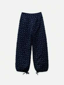 Nöista Women's All-Over Print Casual Versatile Daily Travel Long Pants - Navy Blue - View 7